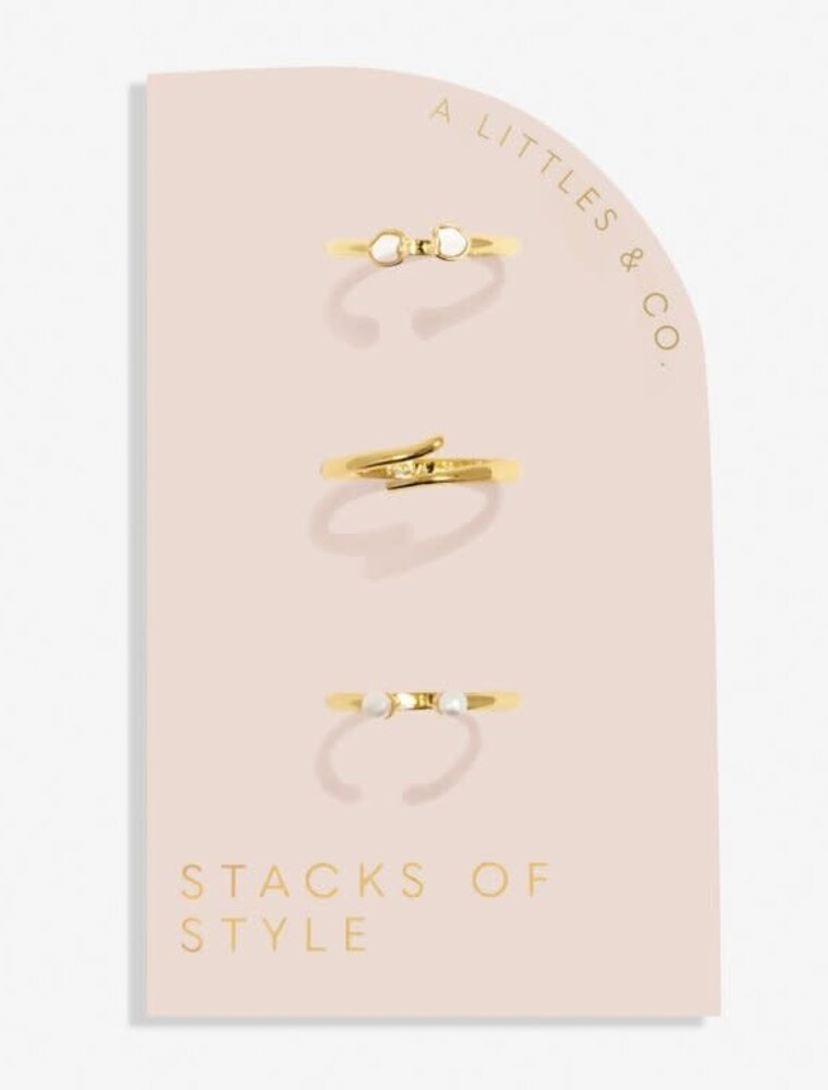 A Littles & Co. Stacks of Style White Pearl Set of 3 Rings