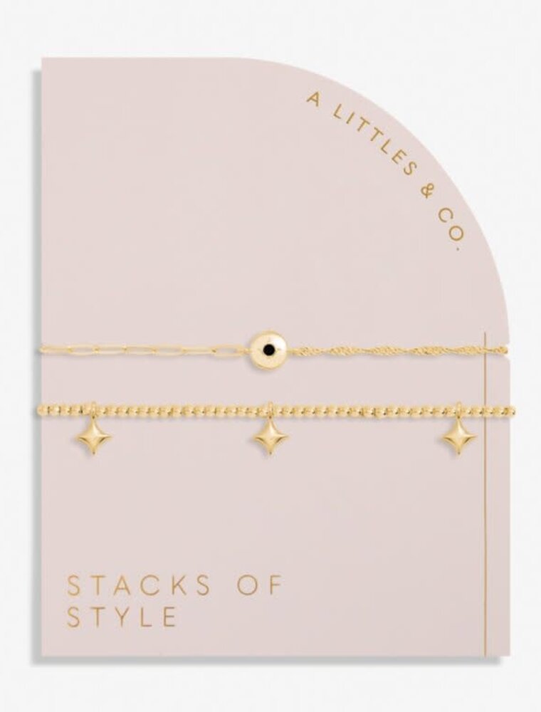 A Littles & Co. Stacks of Style Gold Gem Set of 2 Bracelets