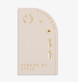 A Littles & Co. Stacks of Style Gold Gem Set of Earrings