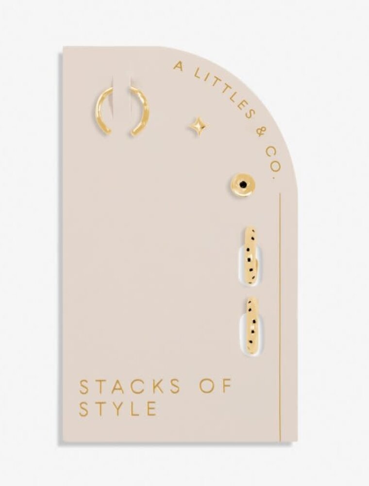 A Littles & Co. Stacks of Style Gold Gem Set of Earrings