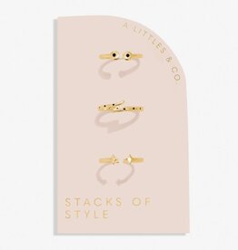 A Littles & Co. Stacks of Style Gold Gem Set of 3 Rings