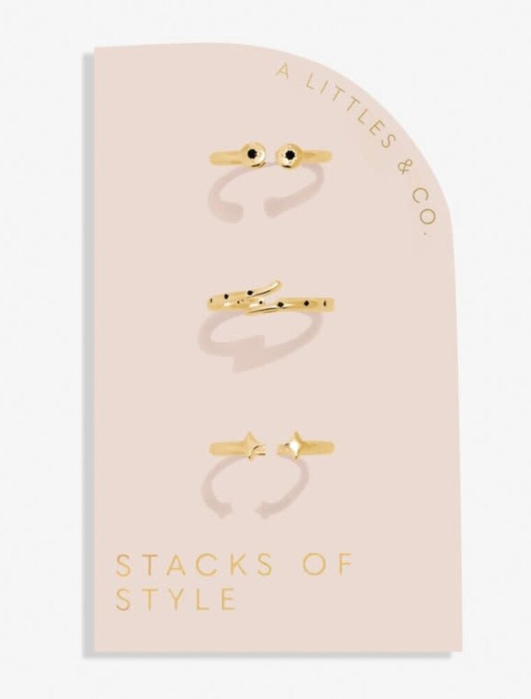 A Littles & Co. Stacks of Style Gold Gem Set of 3 Rings
