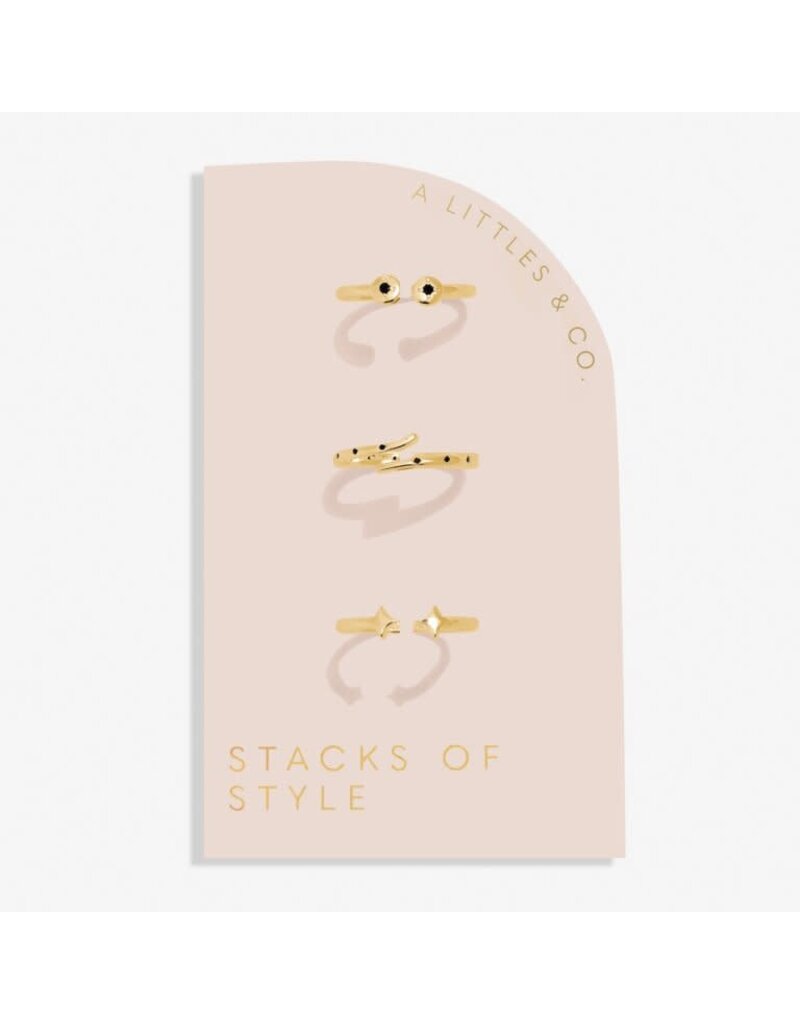 A Littles & Co. Stacks of Style Gold Gem Set of 3 Rings