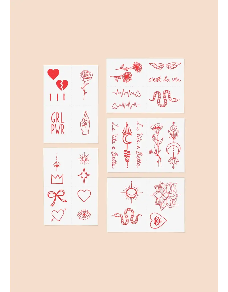 inkd by dani Hand Drawn Temporary Tattoos (red ink)