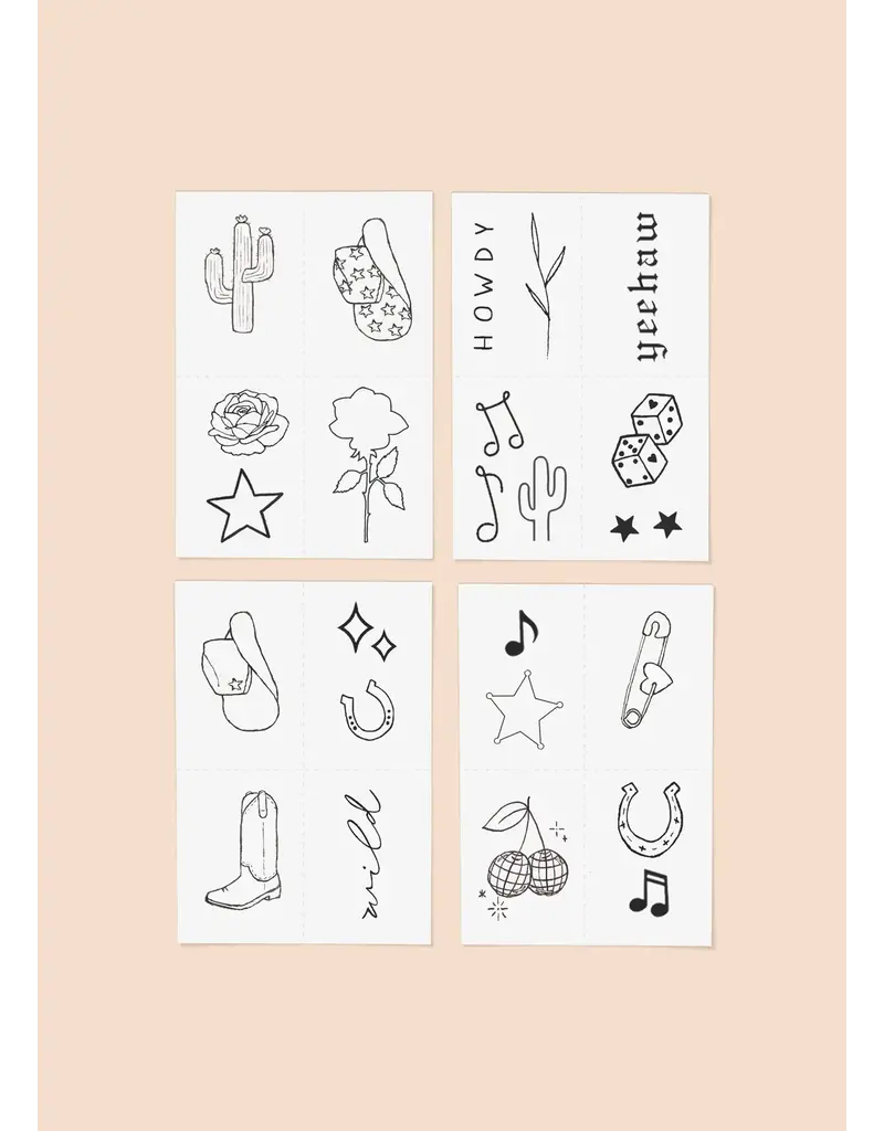 inkd by dani Hand Drawn Temporary Tattoos (disco cowgirl pack)