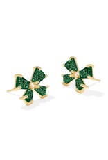 Kendra Scott Blair Bow Small Stud Earring Gold in Emerald Drusy
