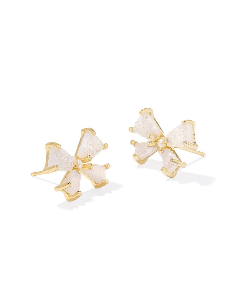 Kendra Scott Blair Bow Small Stud Earring Gold in Iridescent Drusy