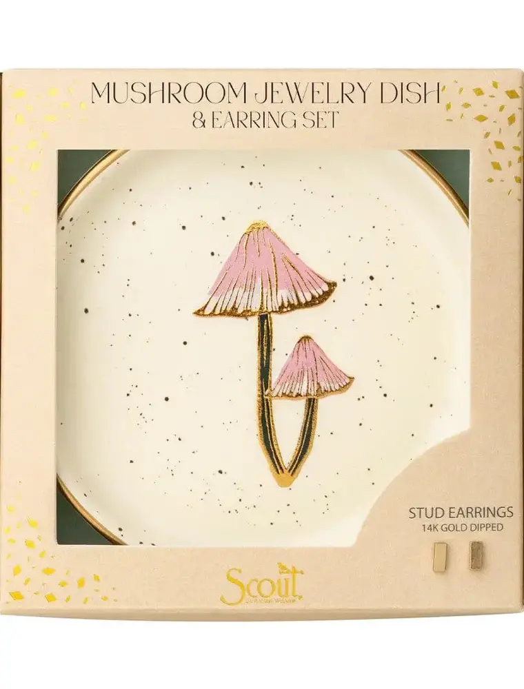 Scout Curated Wears Jewelry Dish & Stud Earring Set Mushroom/Oatmeal