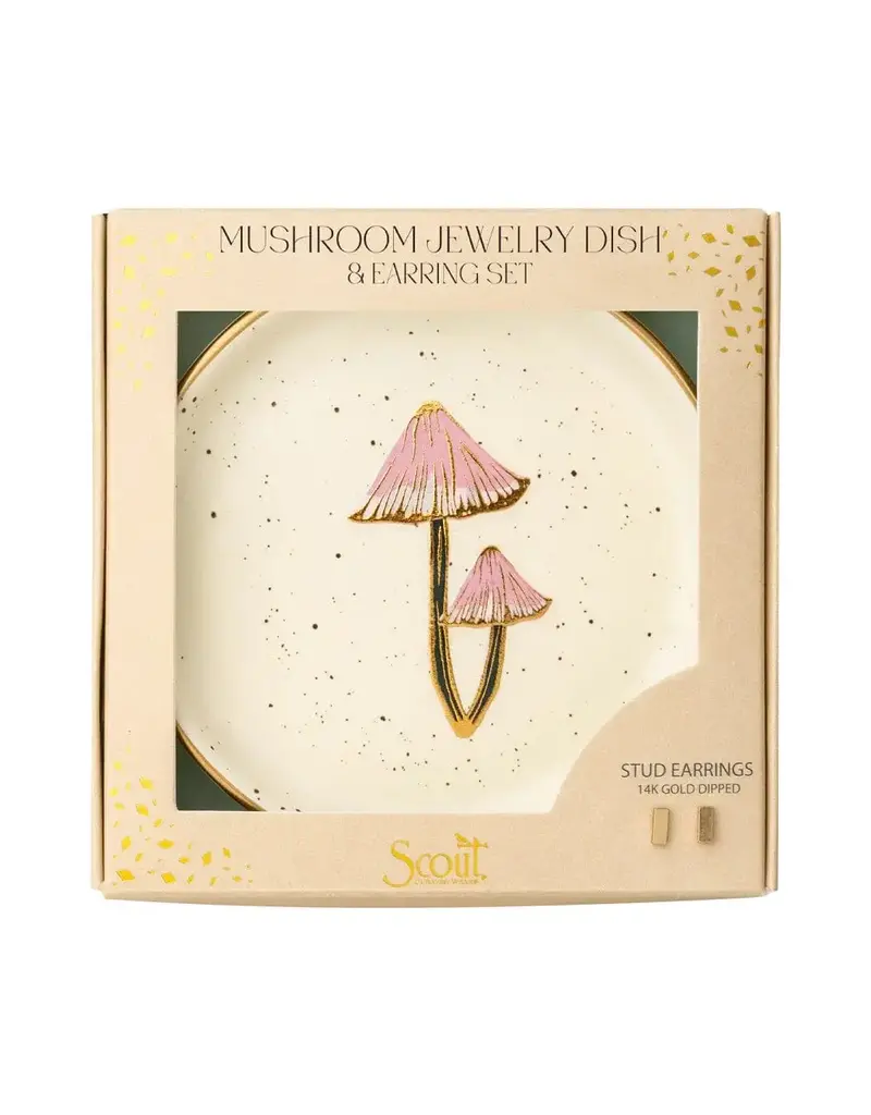 Scout Curated Wears Jewelry Dish & Stud Earring Set Mushroom/Oatmeal