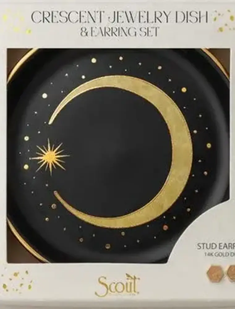 Scout Curated Wears Jewlery Dish & Stud Earring Set Crescent Moon/Black