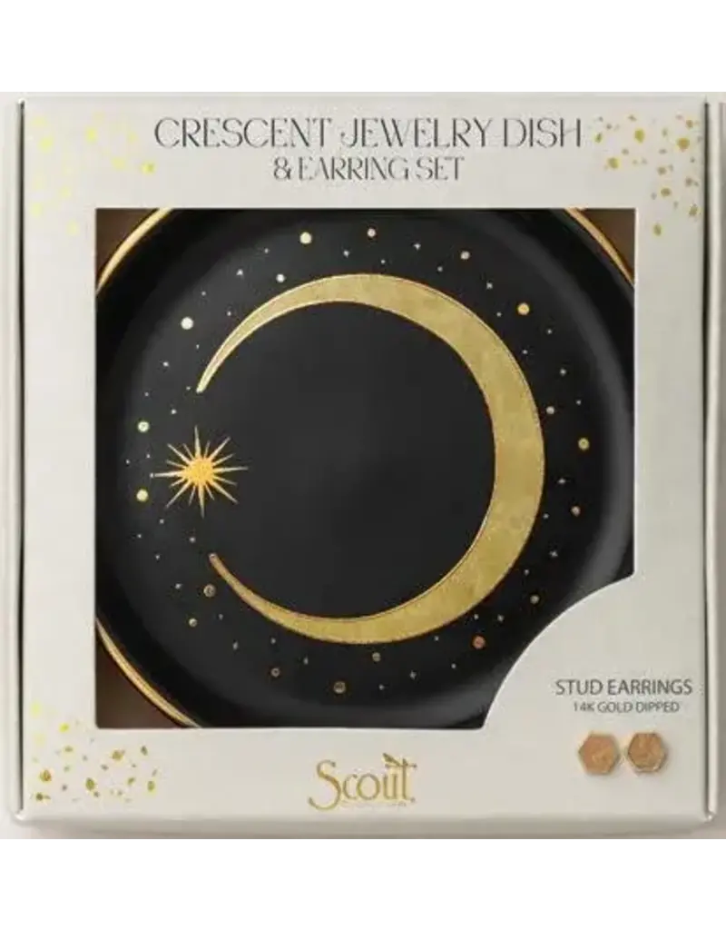 Scout Curated Wears Jewlery Dish & Stud Earring Set Crescent Moon/Black