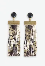 Ink + Alloy Lilah Semi Precious Stone Post Beaded Fringe Earring Gold/Black