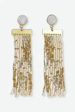 Ink + Alloy Lilah Semi Precious Stone Post Beaded Fringe Earrings St. Mortiz