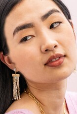 Ink + Alloy Lilah Semi Precious Stone Post Beaded Fringe Earrings St. Mortiz