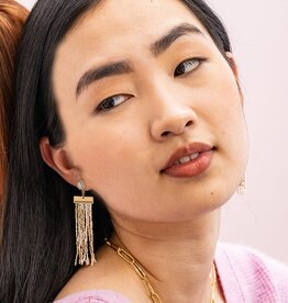 Ink + Alloy Lilah Semi Precious Stone Post Beaded Fringe Earrings St. Mortiz