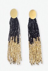 Ink + Alloy Mae Oval Brass Post Earring Black/Gold