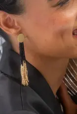 Ink + Alloy Mae Oval Brass Post Earring Black/Gold