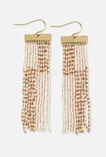 Ink + Alloy Lana Rectangle Colorblock Earrings Ivory/Gold Fringe