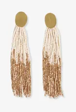 Ink + Alloy Mae Oval Brass Post Fringe Earring Ivory/Gold