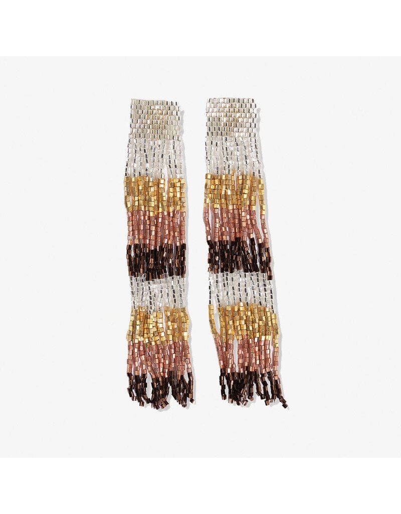 Ink + Alloy Ila Uniform Stripe Mixed Luxe Beads Fringe Earrings