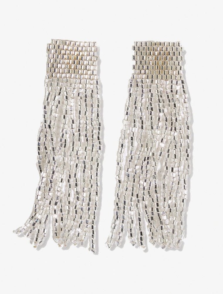 Ink + Alloy Marilyn Solid Beaded Fringe Earring Silver
