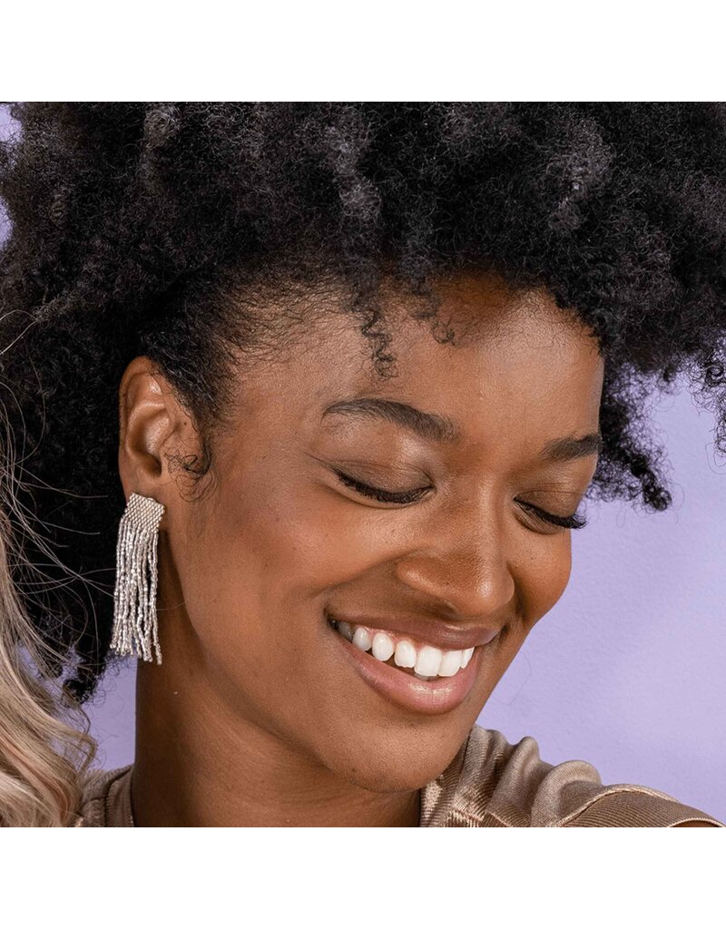 Ink + Alloy Marilyn Solid Beaded Fringe Earring Silver