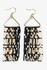 Ink + Alloy Patricia Mixed Luxe Beaded Fringe Earrings Black/White