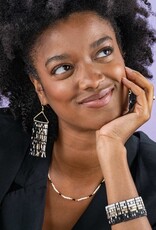 Ink + Alloy Patricia Mixed Luxe Beaded Fringe Earrings Black/White
