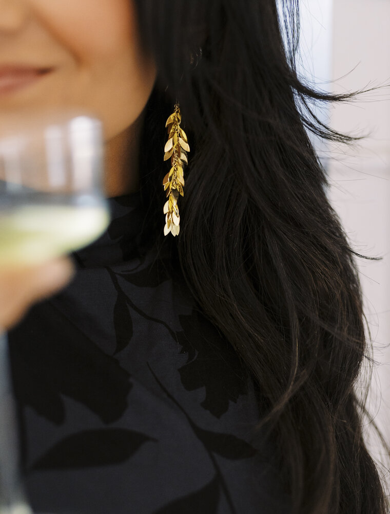 Ink + Alloy Samantha Leaf Cluster Dangle Earrings 100% Brass