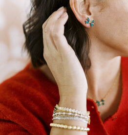 Kendra Scott Blair Bow Small Stud Earring Gold in Emerald Drusy