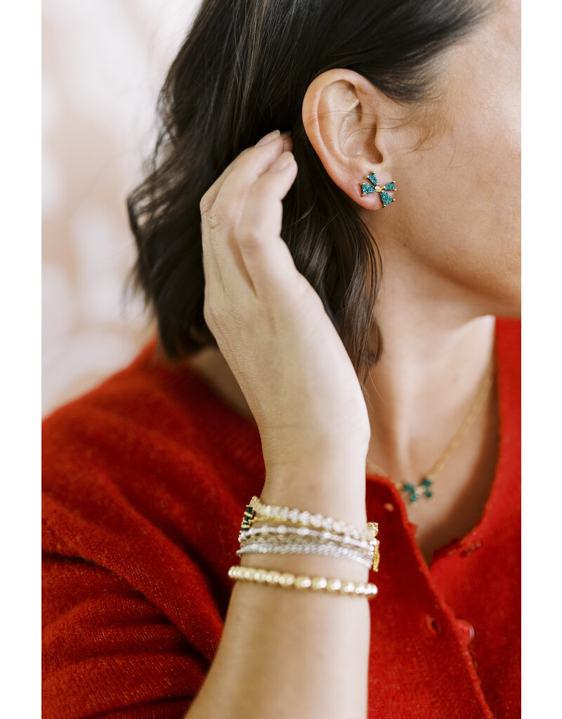 Kendra Scott Blair Bow Small Stud Earring Gold in Emerald Drusy