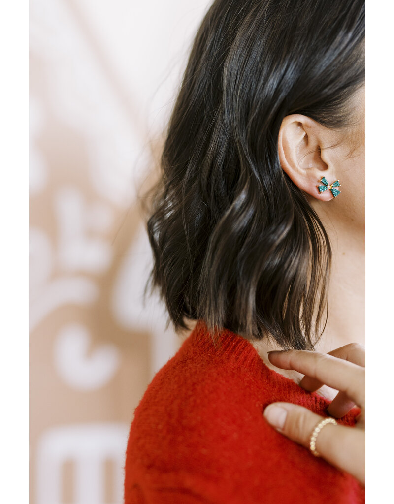Kendra Scott Blair Bow Small Stud Earring Gold in Emerald Drusy