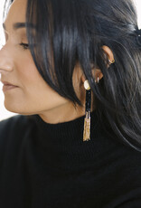 Ink + Alloy Mae Oval Brass Post Earring Black/Gold