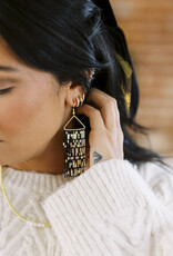 Ink + Alloy Patricia Mixed Luxe Beaded Fringe Earrings Black/White