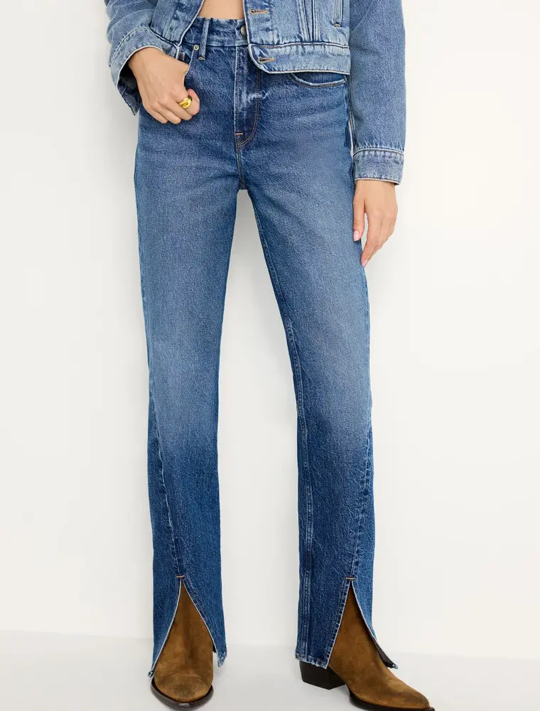 Good American Good Icon Twisted Slit Denim