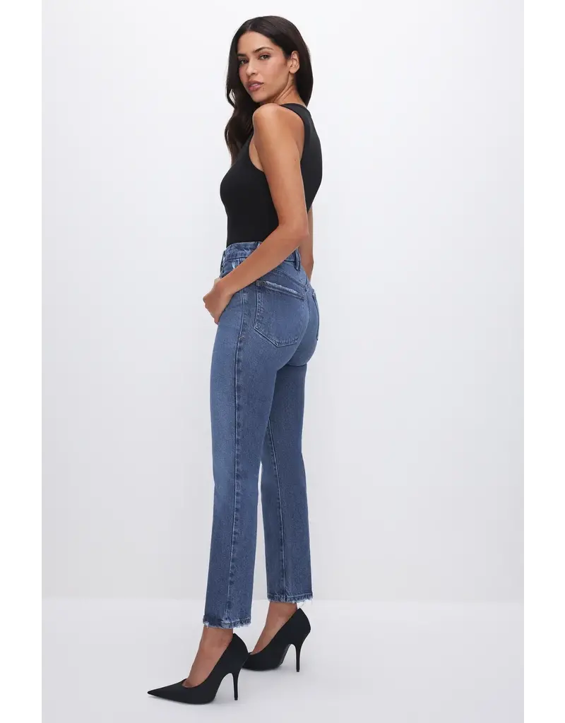 Good American Good Legs Straight Jeans with Deep V