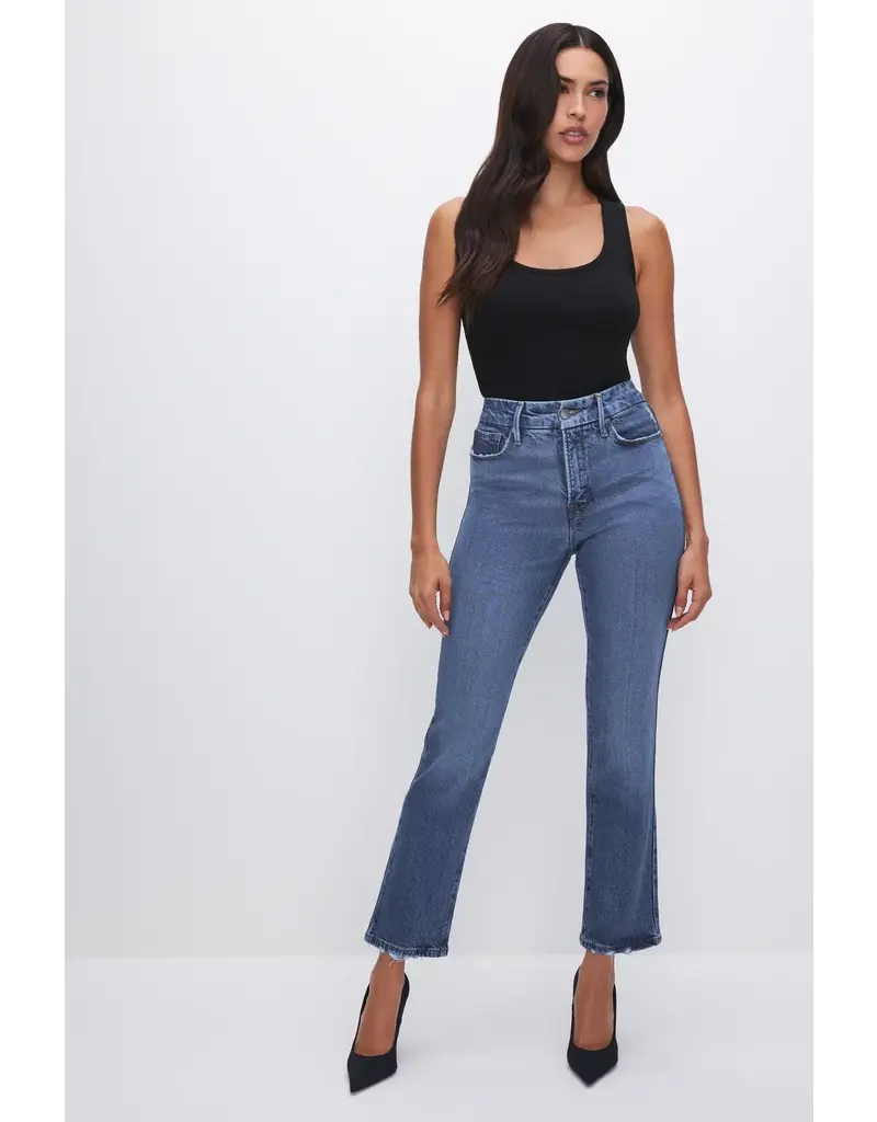 Good American Good Legs Straight Jeans with Deep V