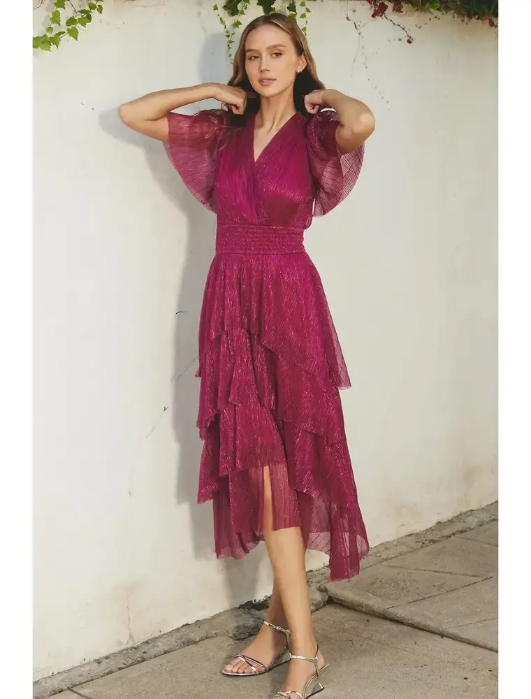 Dress Forum Meteor Cinched Waist Tiered Maxi