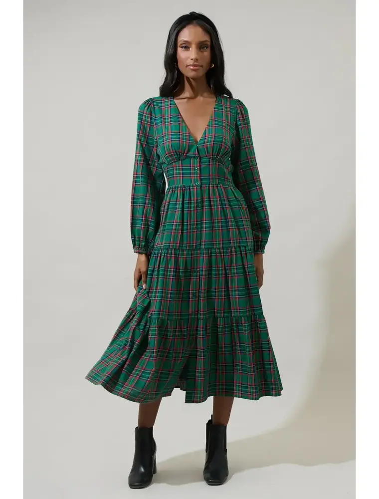 Sugarlips Jace Plaid Button Down Dress