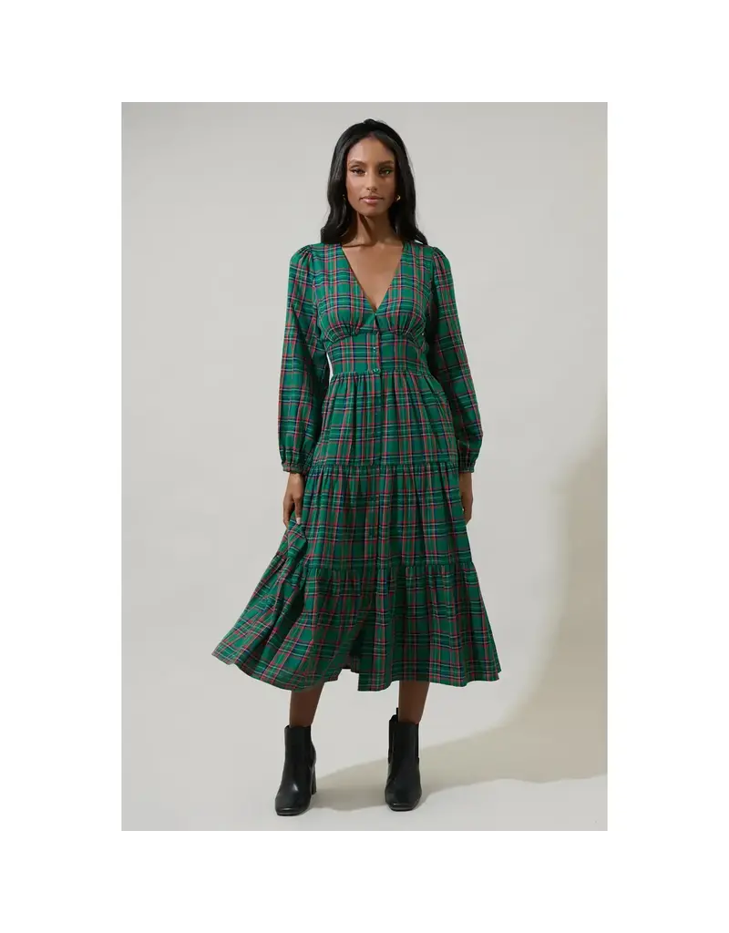 Sugarlips Jace Plaid Button Down Dress