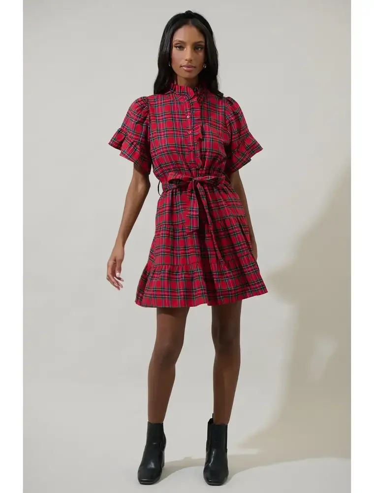 Sugarlips Arvarda Plaid Cottonwood Ruffle Dress