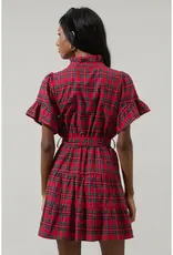 Sugarlips Arvarda Plaid Cottonwood Ruffle Dress