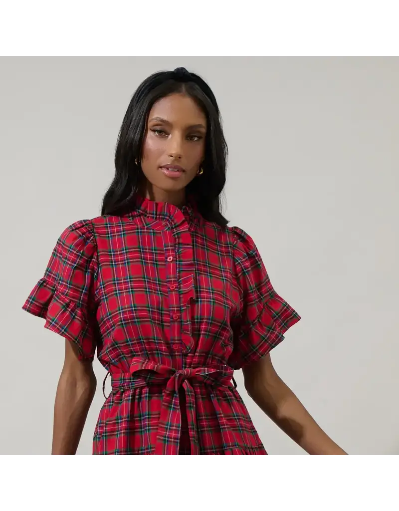 Sugarlips Arvarda Plaid Cottonwood Ruffle Dress