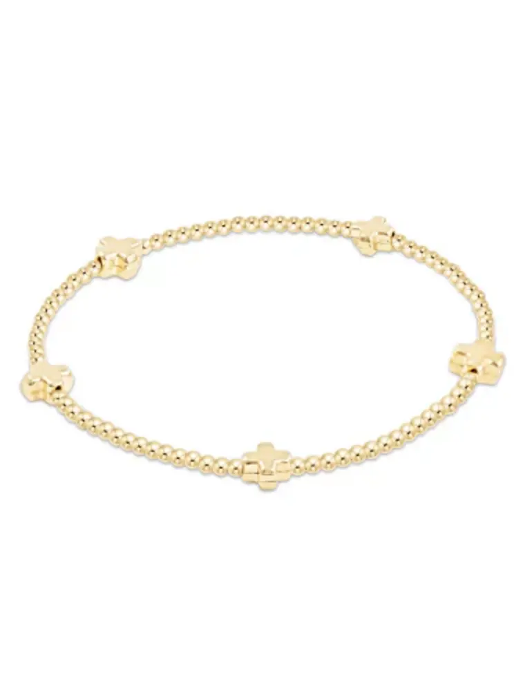 ENEWTON Signature Cross Small Gold Pattern 2mm Bead Bracelet