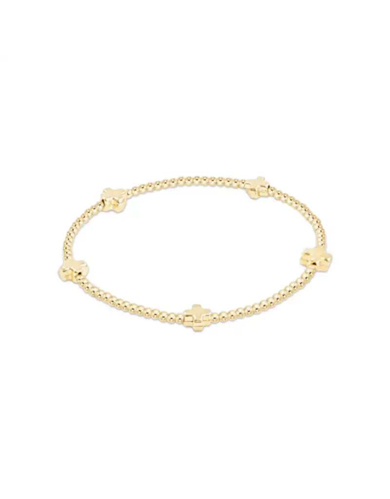 ENEWTON Signature Cross Small Gold Pattern 2mm Bead Bracelet