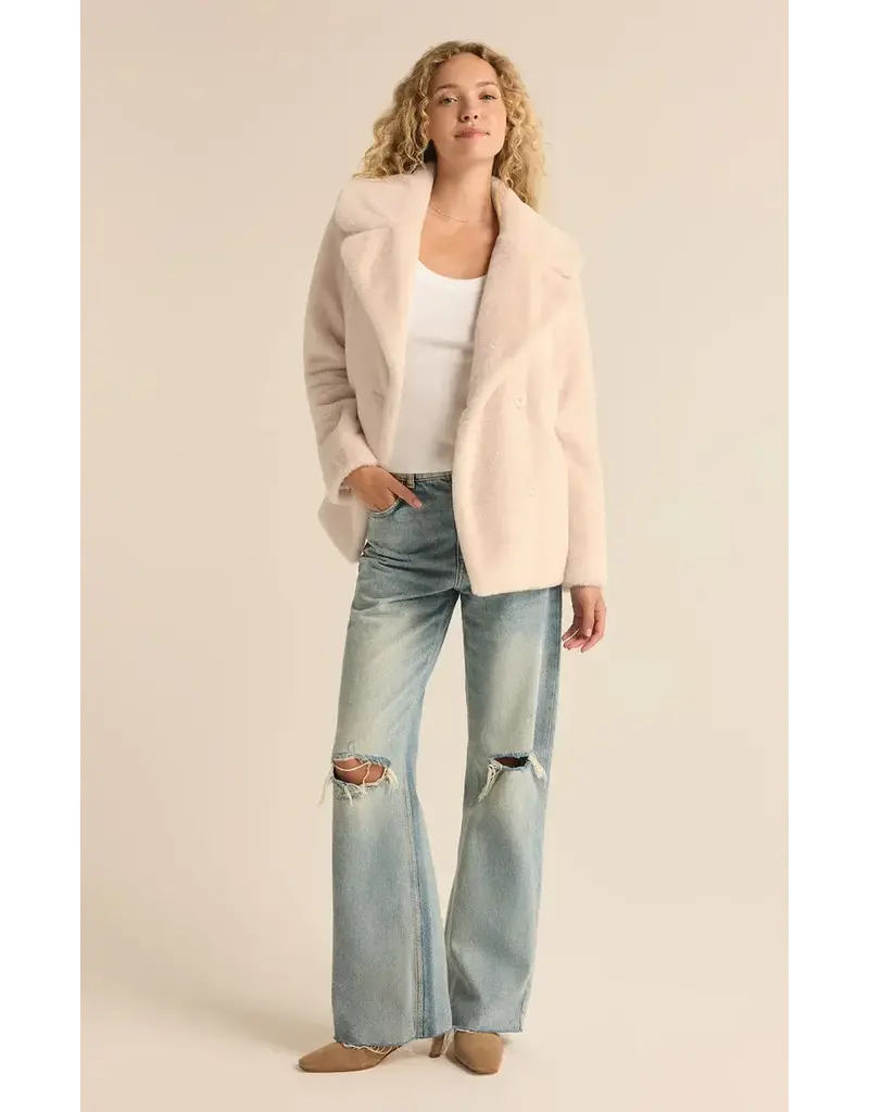 Z Supply Gem Double Breated Fur Coat