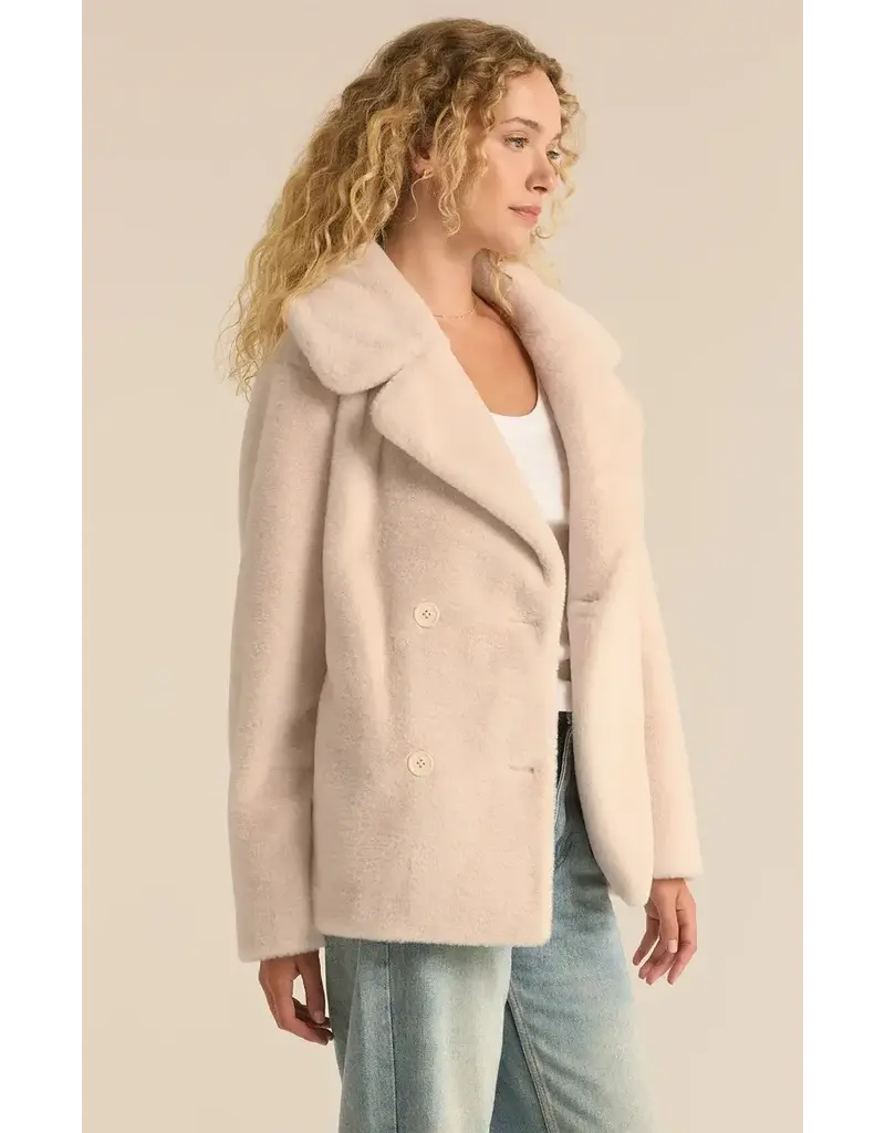Z Supply Gem Double Breated Fur Coat