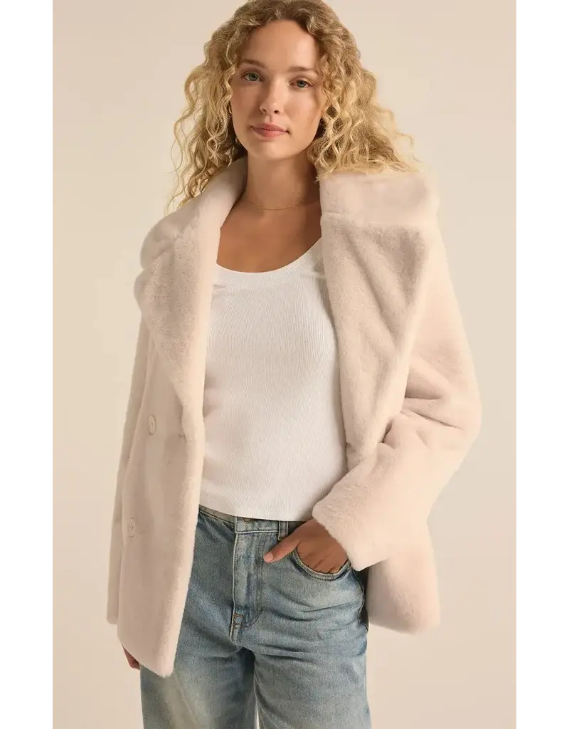 Z Supply Gem Double Breated Fur Coat