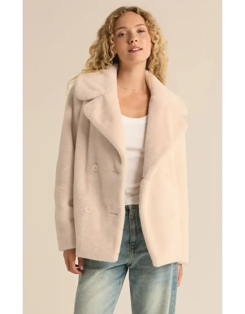 Z Supply Gem Double Breated Fur Coat