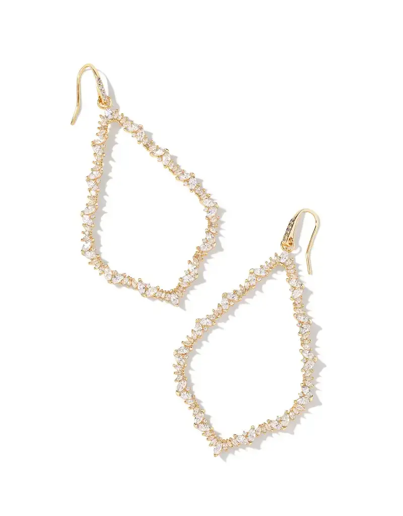 Kendra Scott Sophee Crystal Open Frame Earring Gold White Crystal